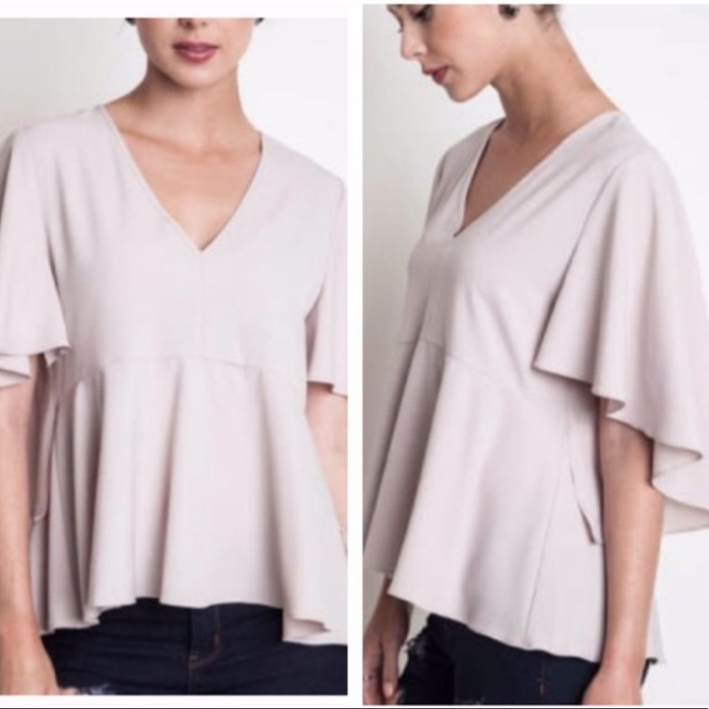 Beige Babydoll Top w Wide Sleeves NWT